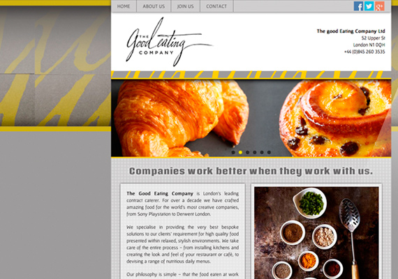 Graphic design and development of an html+css responsive website with PHP forms, slideshows and lightbox galleries, for a leading catering Company based in London - UK. <a href='http://www.aradeum.com/good/index.htm' target='_blank'>www.goodeatingcompany.com</a>